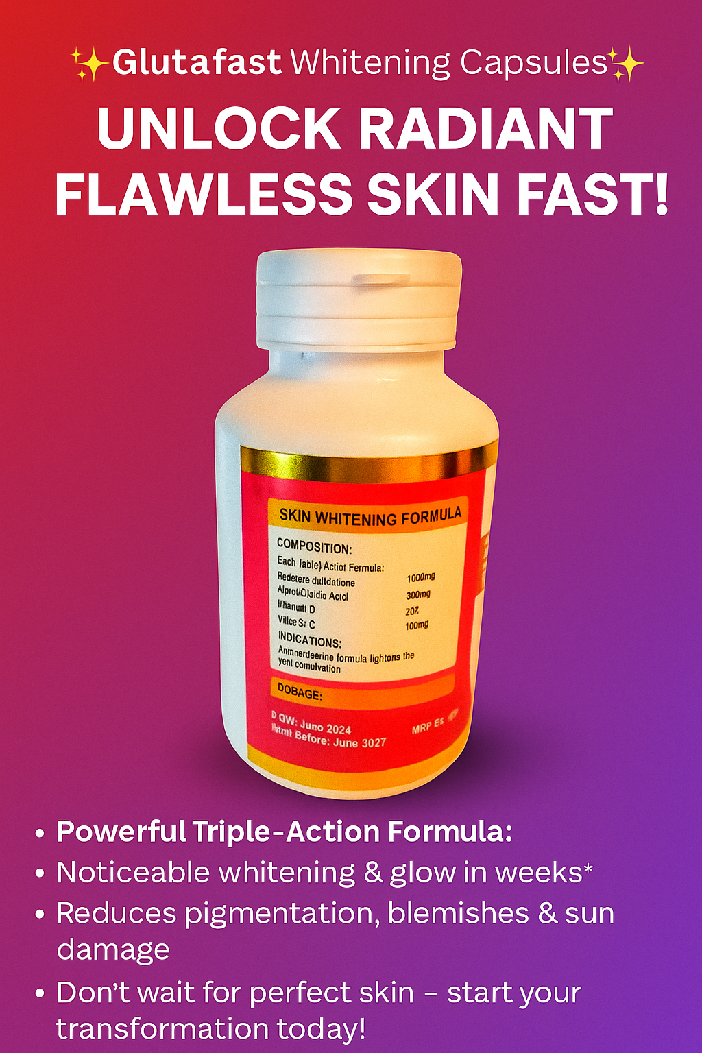 GLUTAFAST WHITENING TABLET(30 TABLETS)